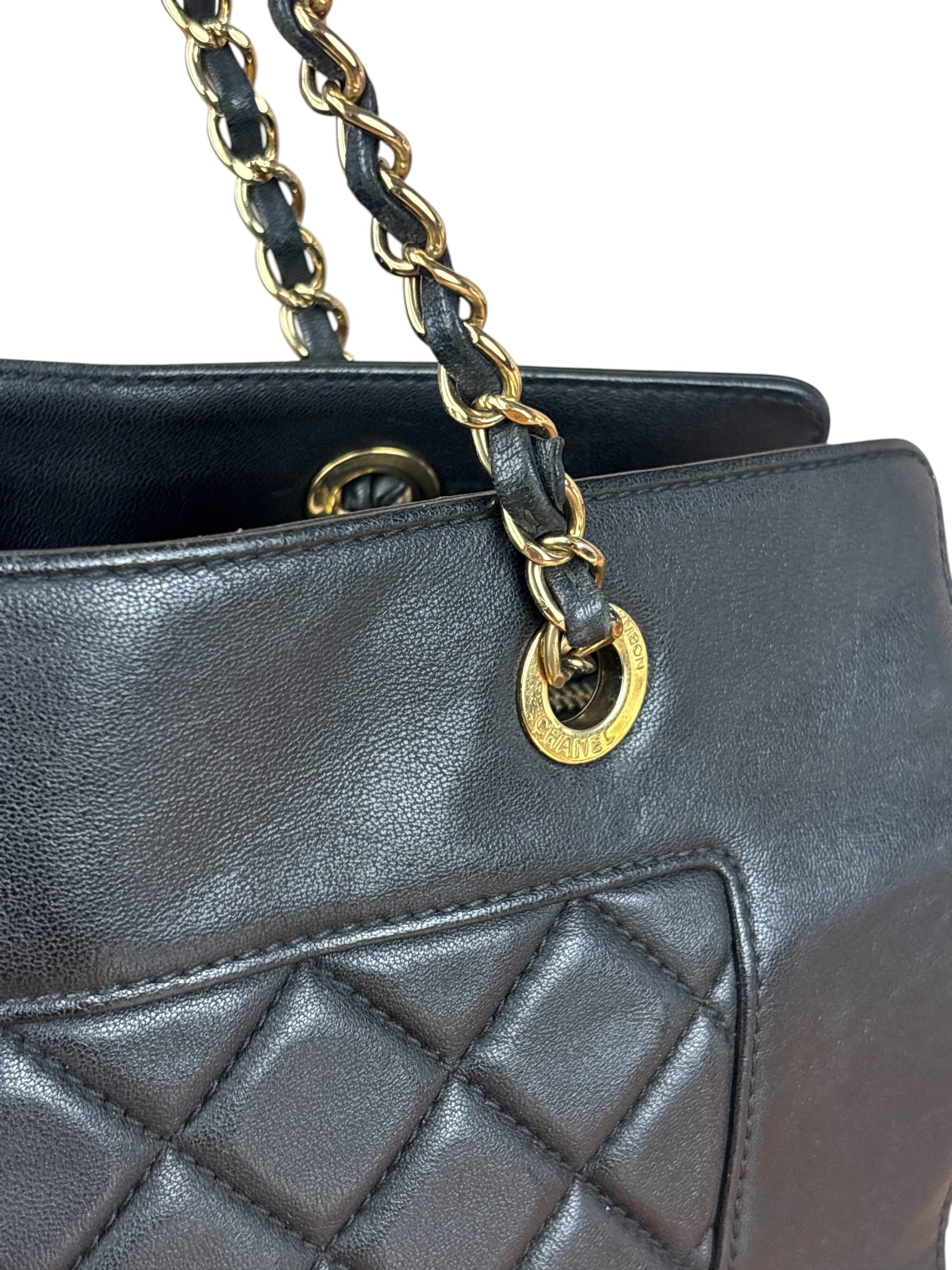 Chanel Vintage Black Quilted Mademoiselle Leather Shoulder Bag