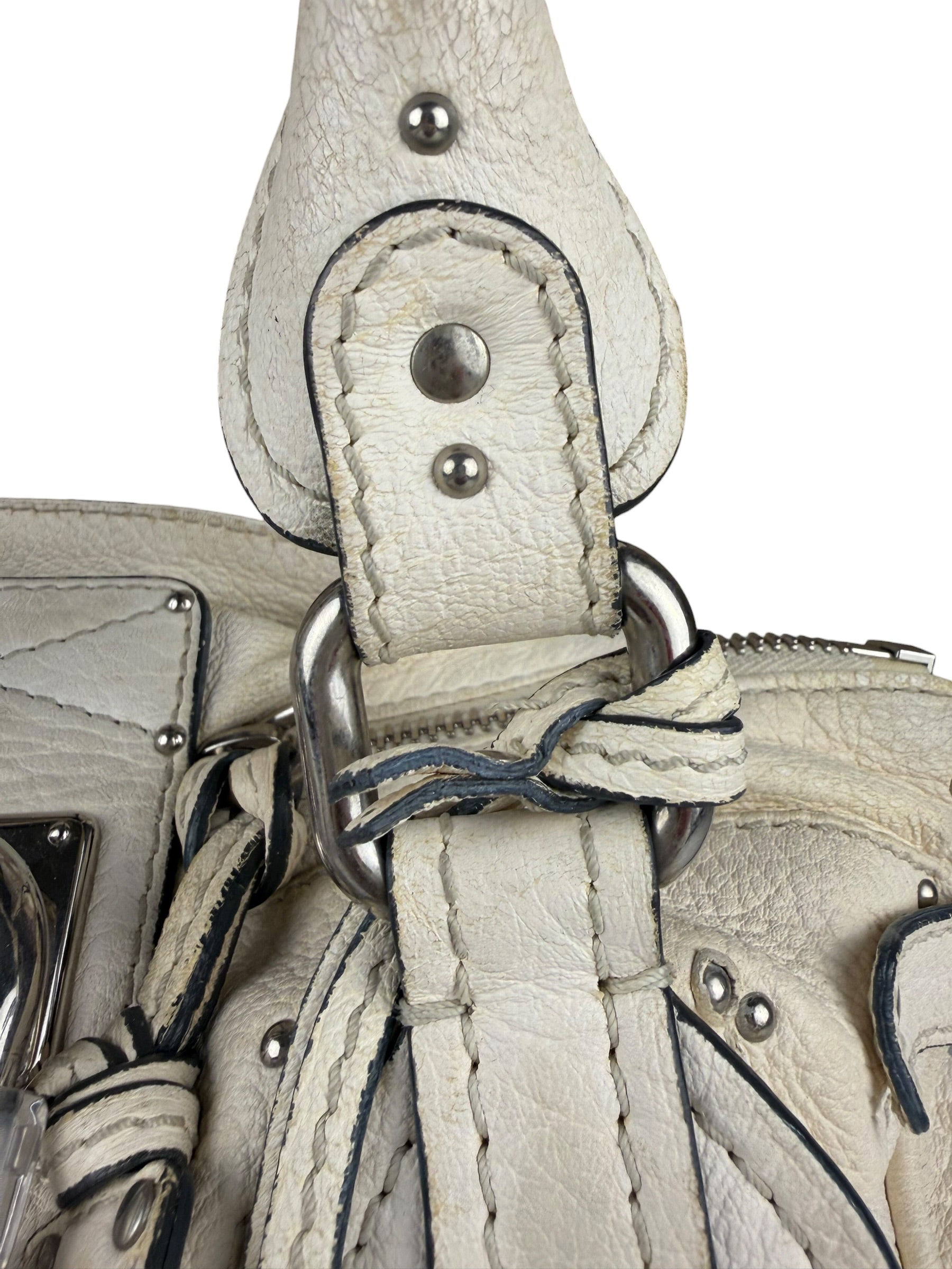 Chloé White Leather Paddington Handbag (Repainted)