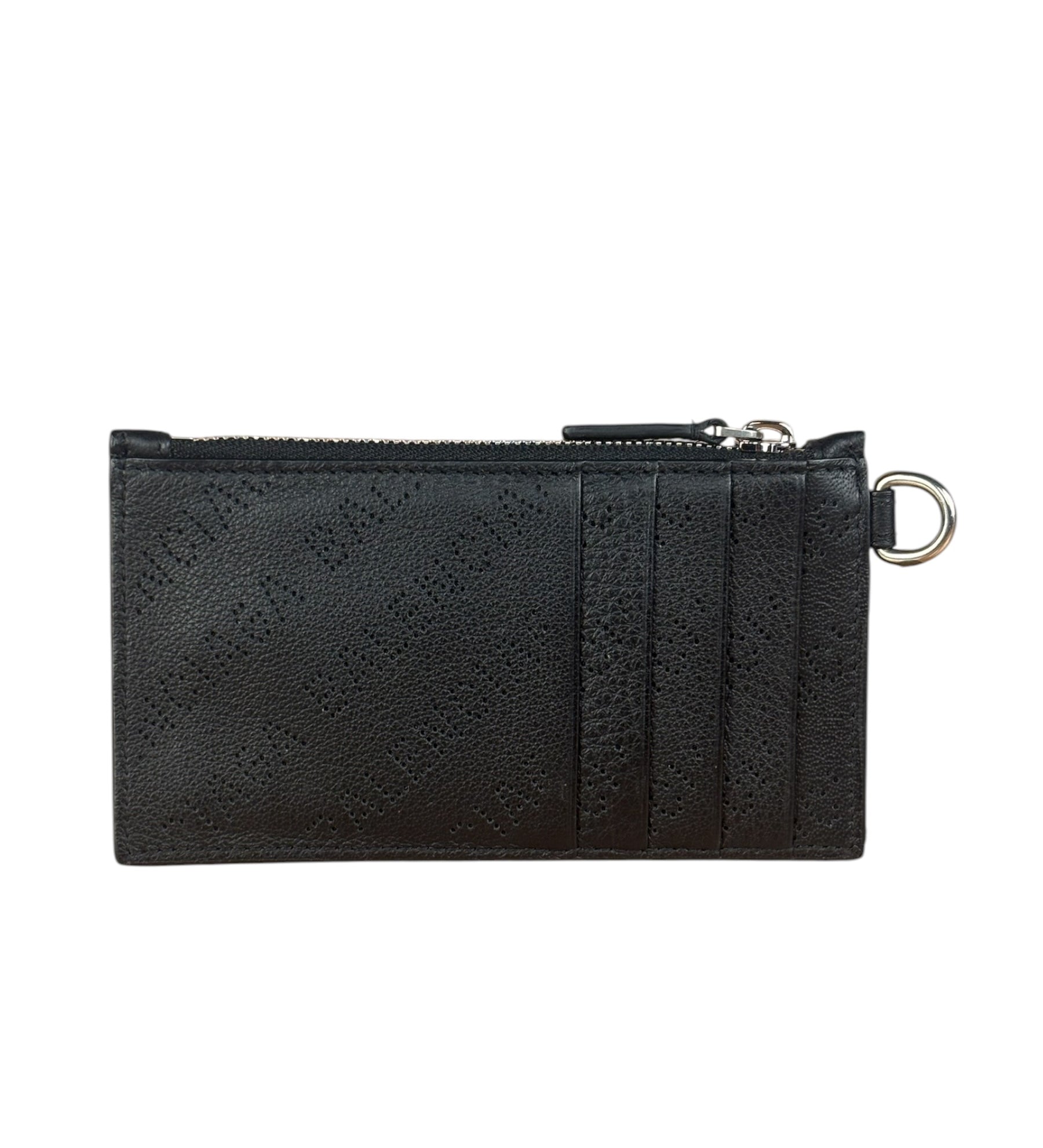 Balenciaga Black Leather Perforated Cash/Card Case Keychain