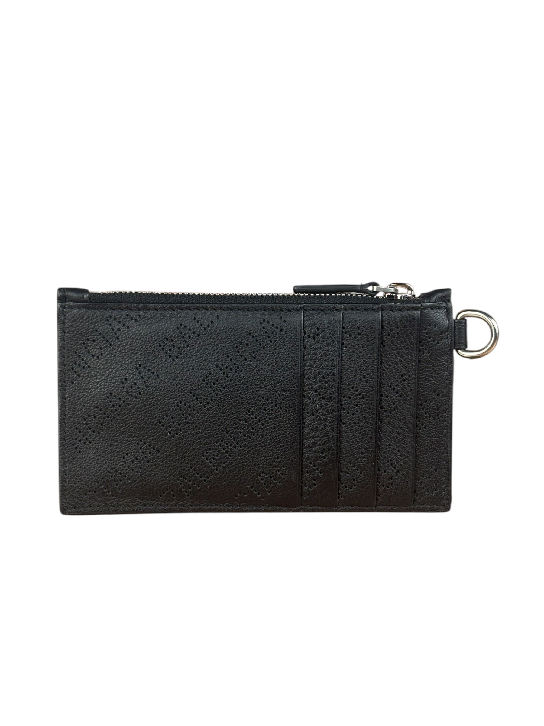 Balenciaga Black Leather Perforated Cash/Card Case Keychain
