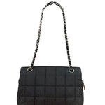 Chanel Black Nylon Chocolate Bar Chain Flap Bag 2002