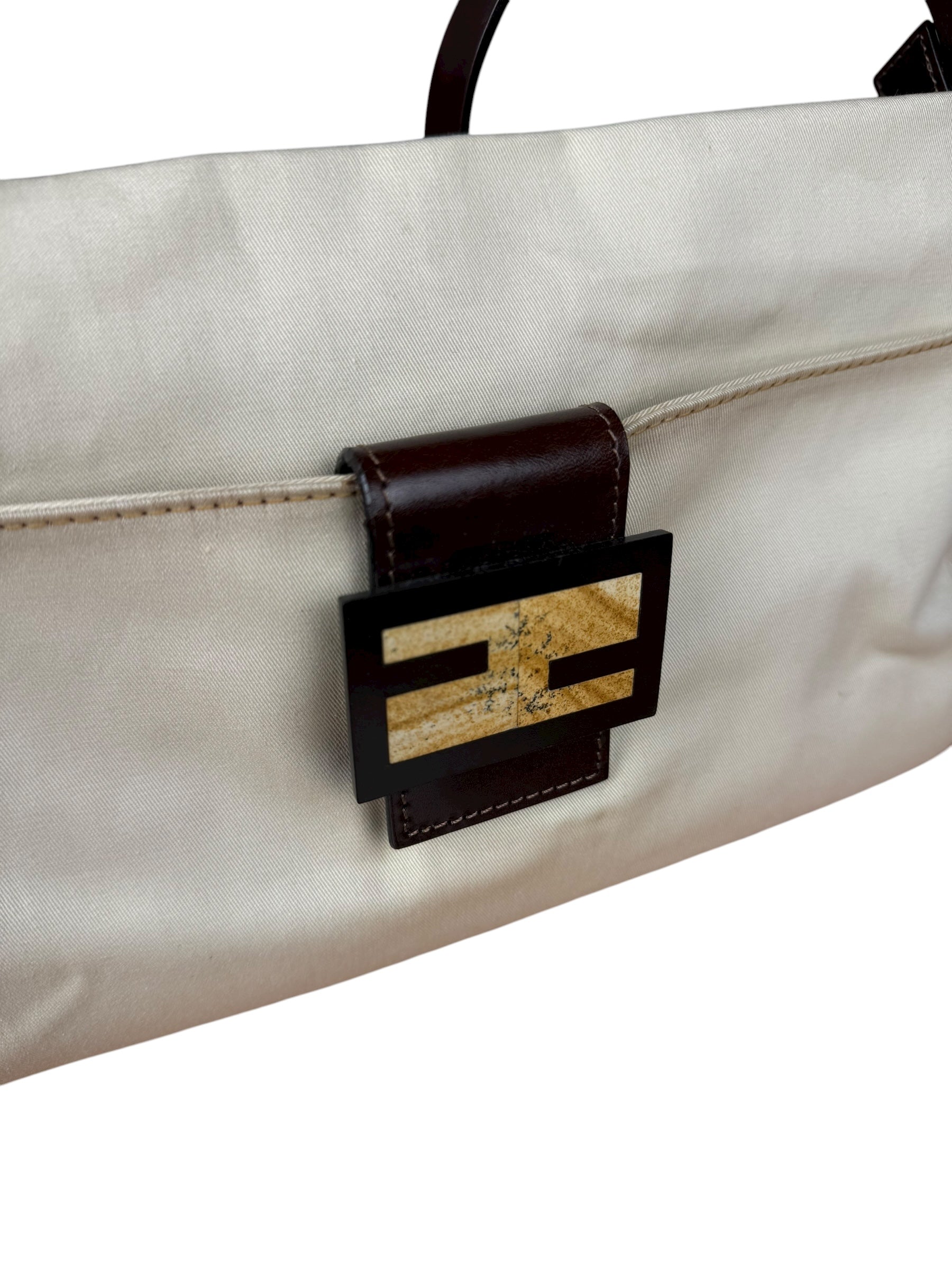 Fendi Cream Baguette Shoulder Bag