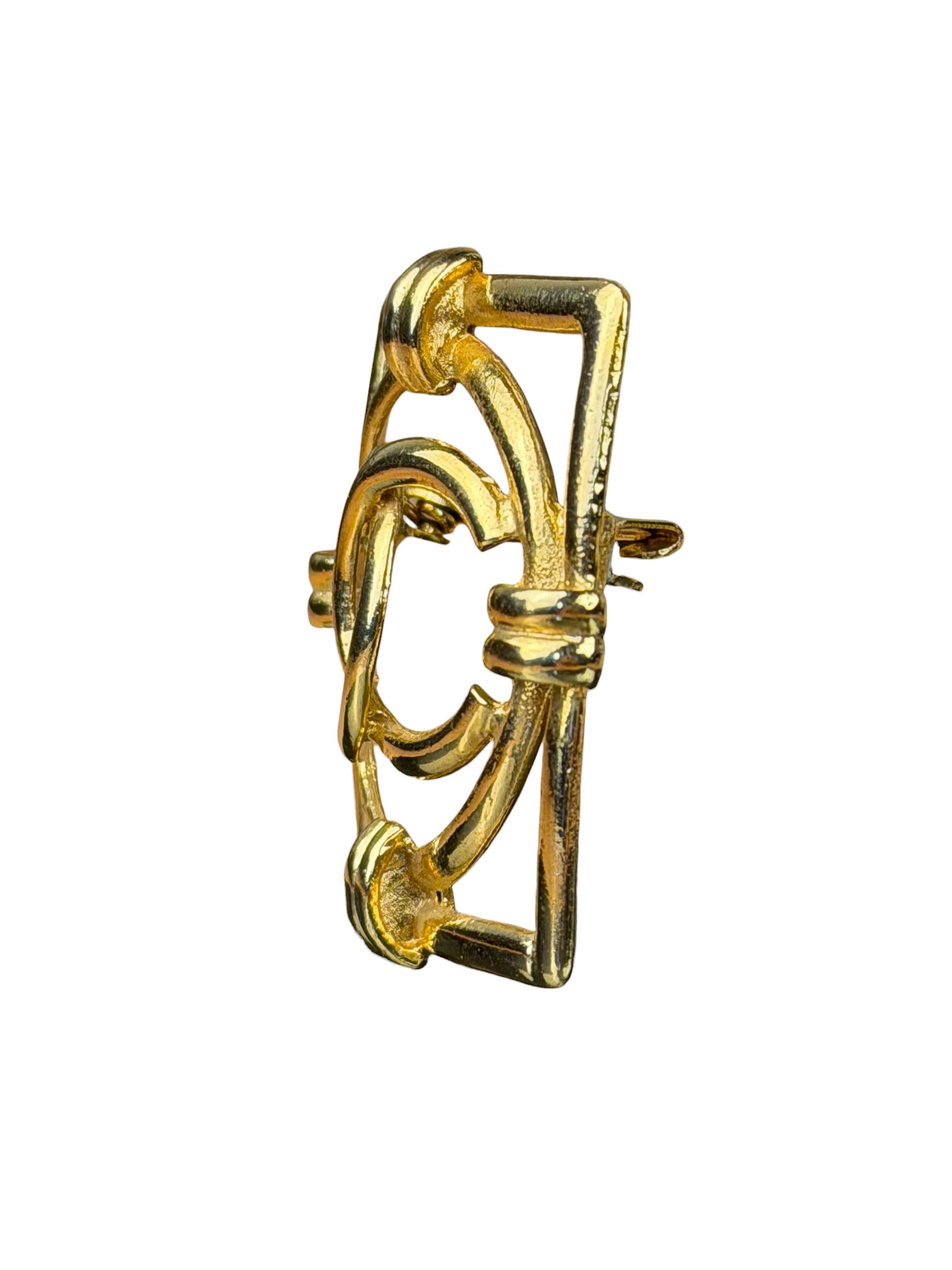 Chanel Vintage Gold-Plated Square CC Logo Brooch