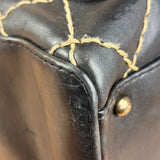 Chanel Vintage Black Leather Wild Stitch Bowler Shoulder Bag 2001