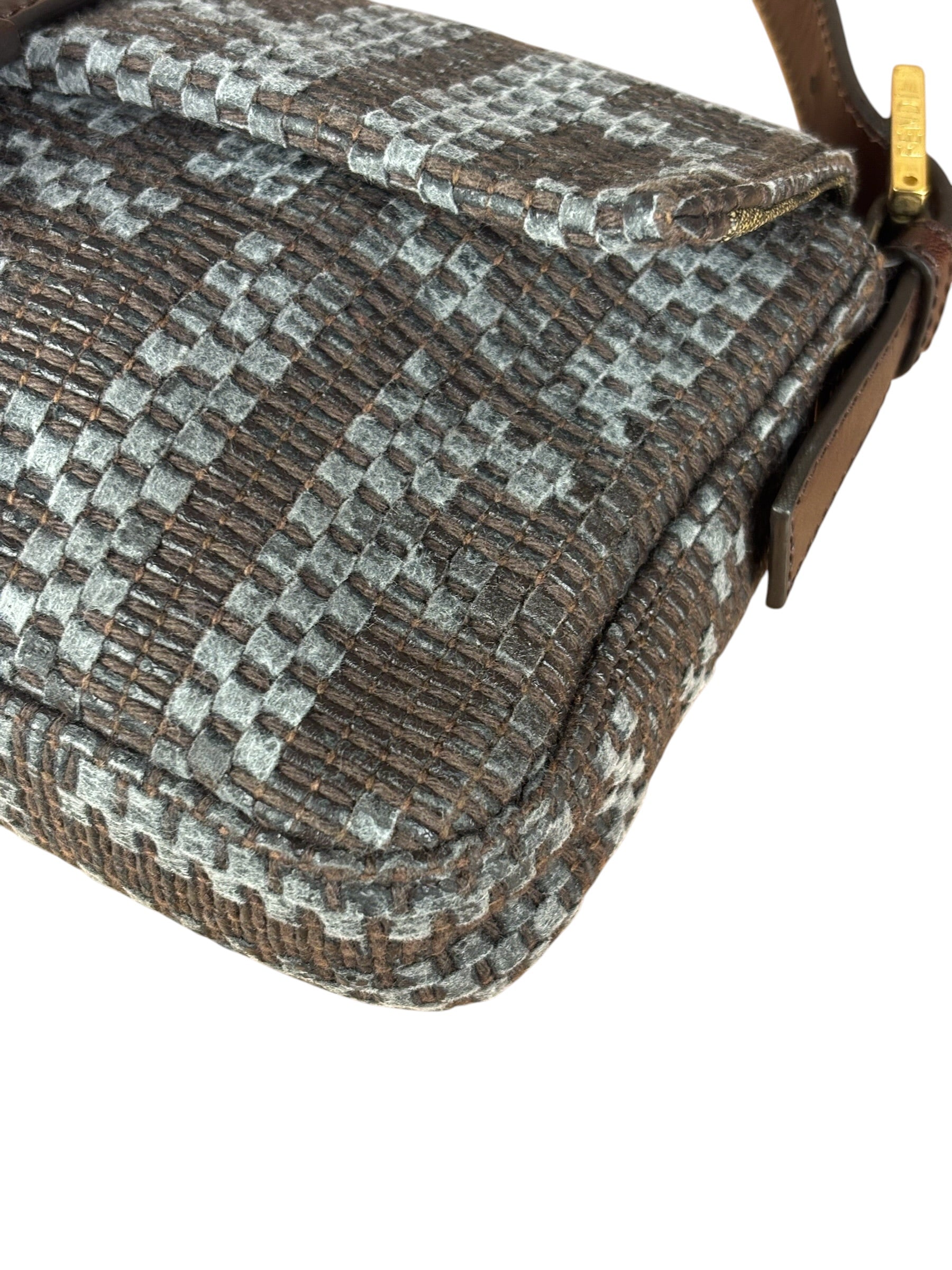 Fendi Vintage Brown/Grey Woven Baguette