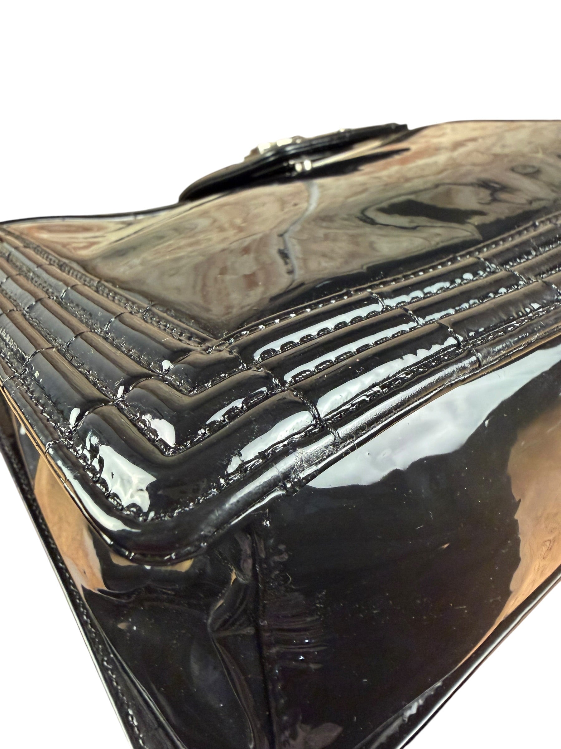 Chanel Black Patent Leather Boy Tote Two-Way Bag 2012