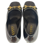 Gucci Women's Gold Horsebit Signora Black Leather Pumps