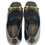 Gucci Women's Gold Horsebit Signora Black Leather Pumps