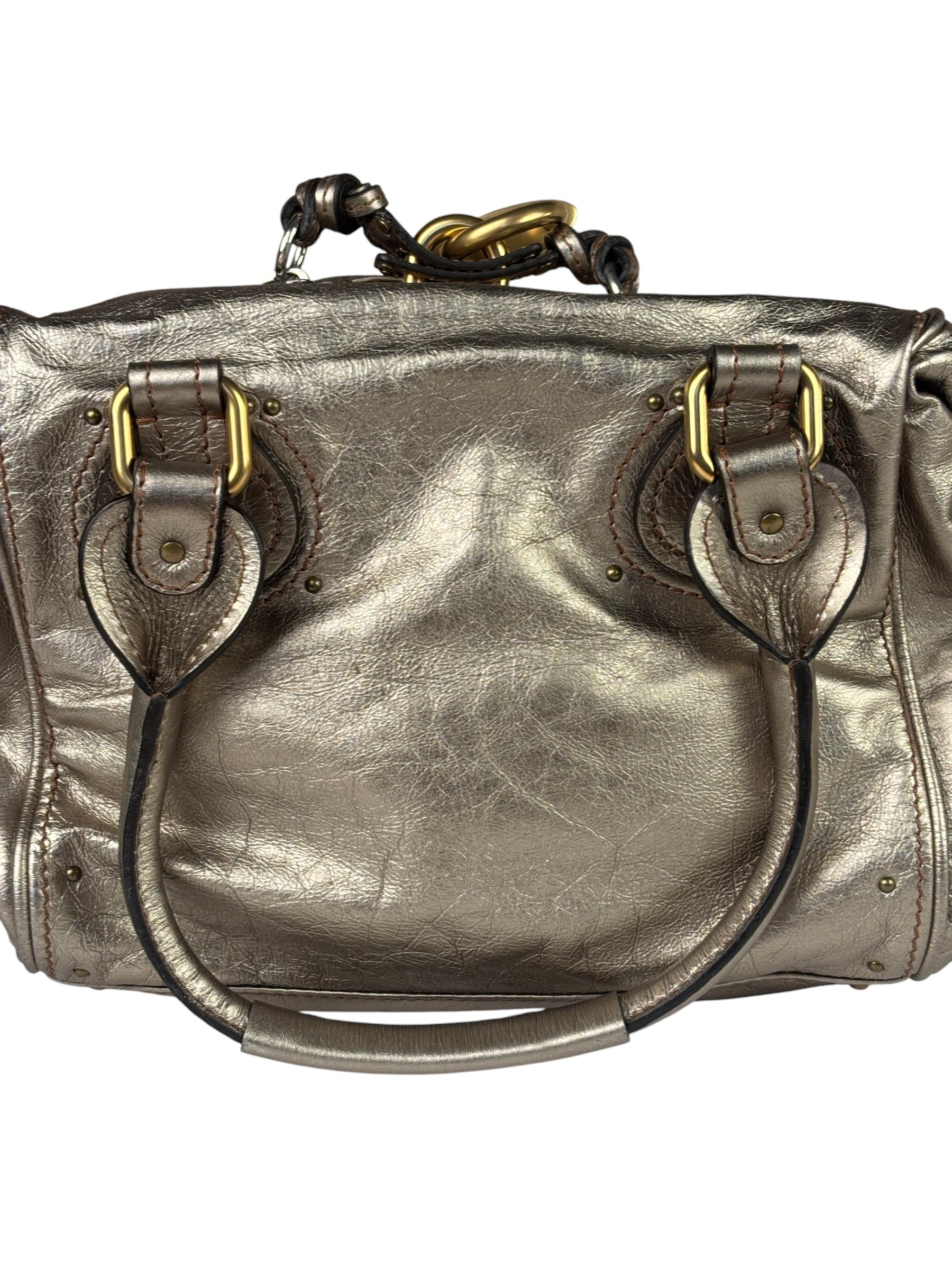 Chloe Metallic Gold Leather Paddington Handbag