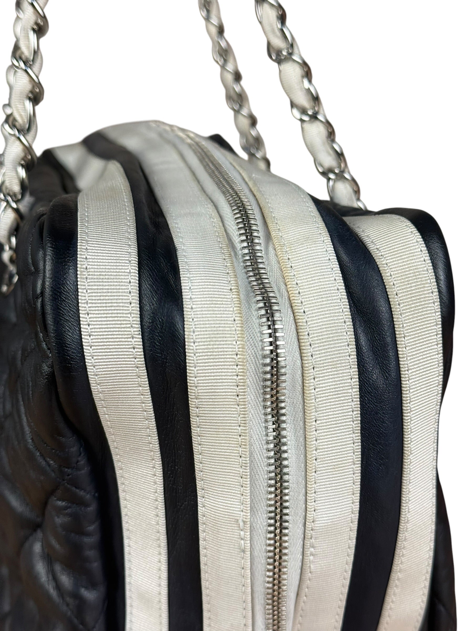 Chanel Navy Quilted Leather Lido Chain Shoulder Tote 2009