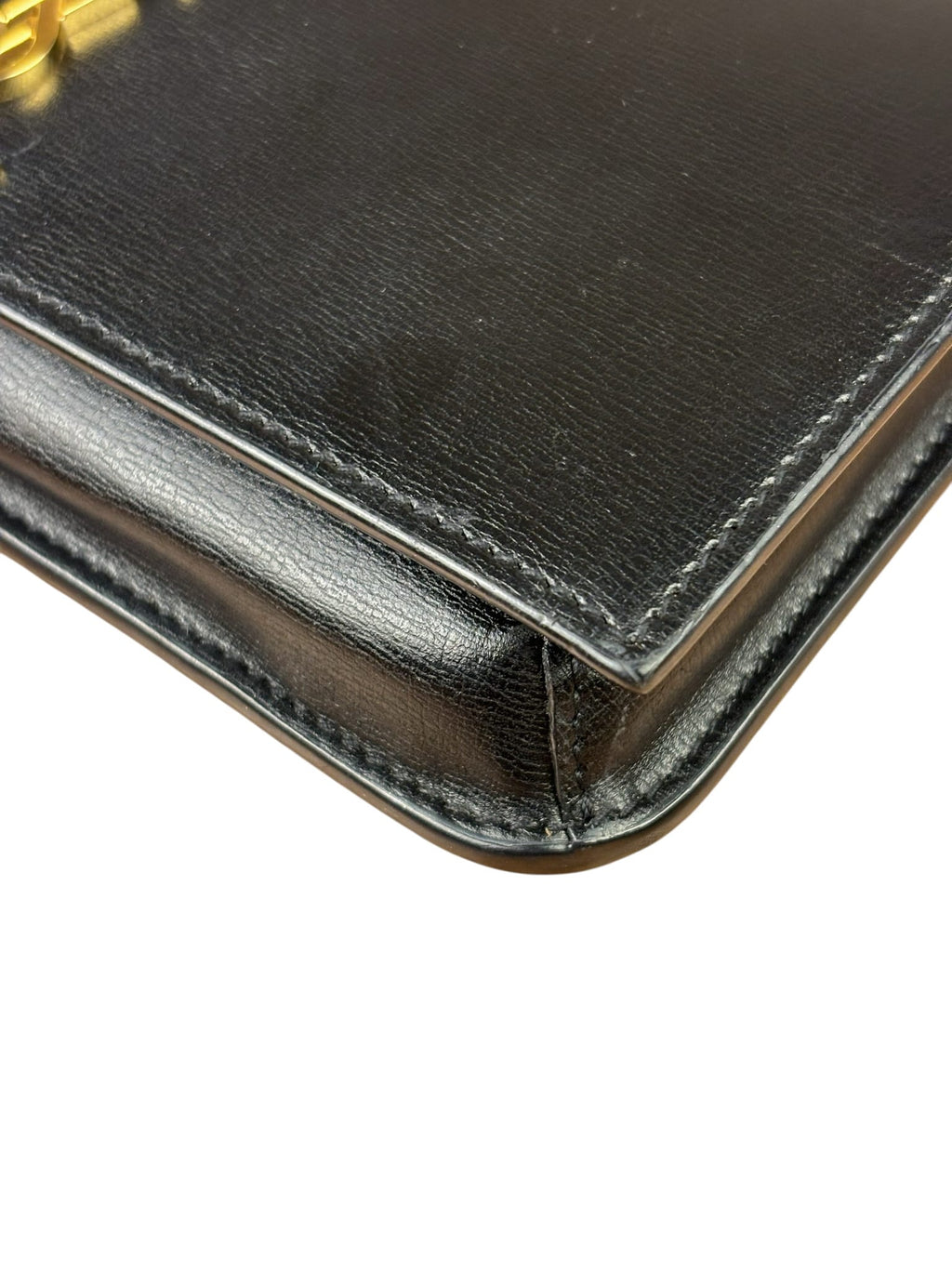 YSL Black Leather Cassandre Shoulder Bag