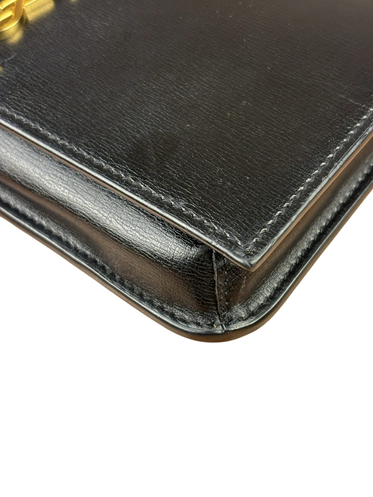 YSL Black Leather Cassandre Shoulder Bag