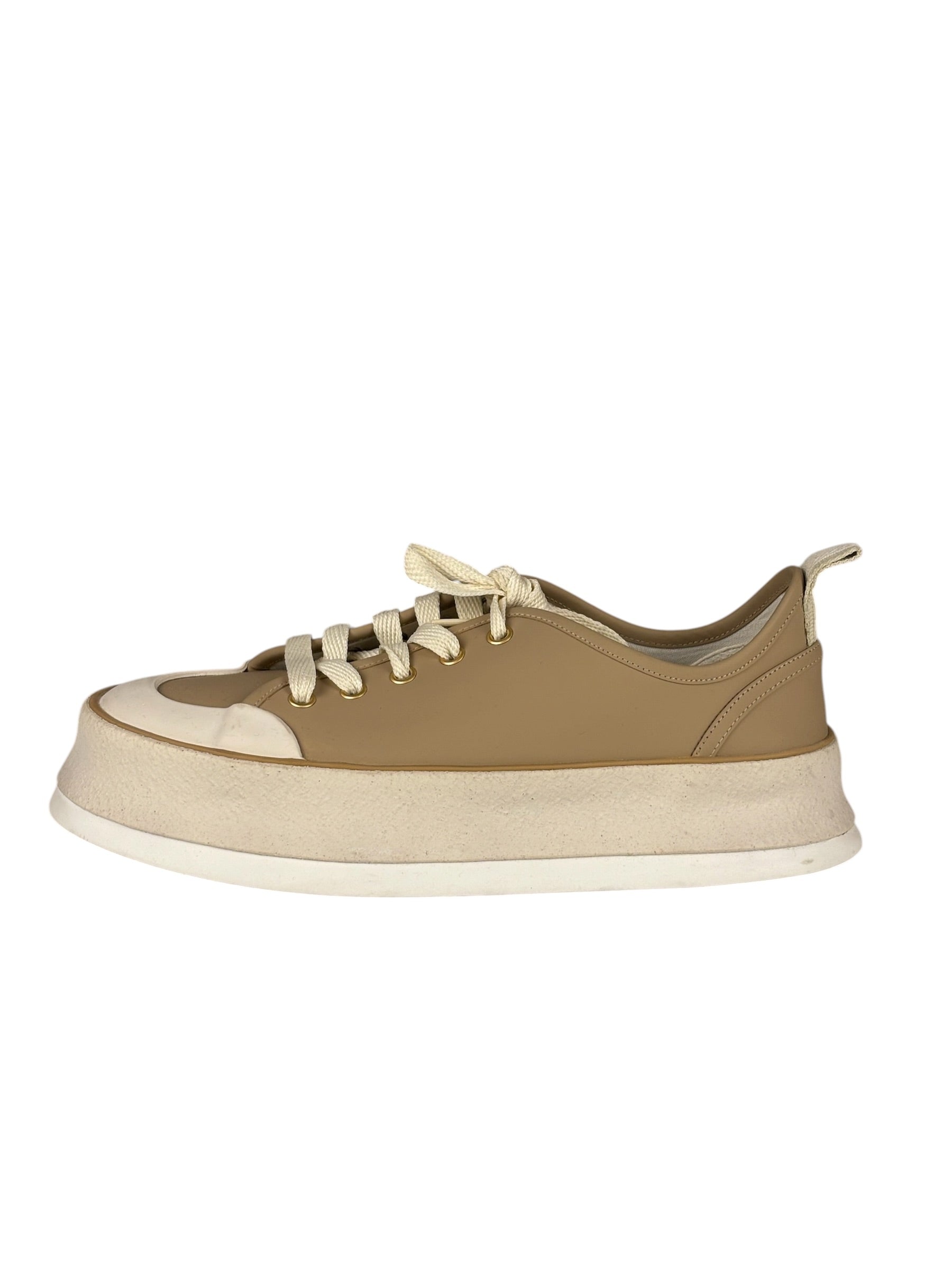 Max Mara Leather Platform Sneaker Beige