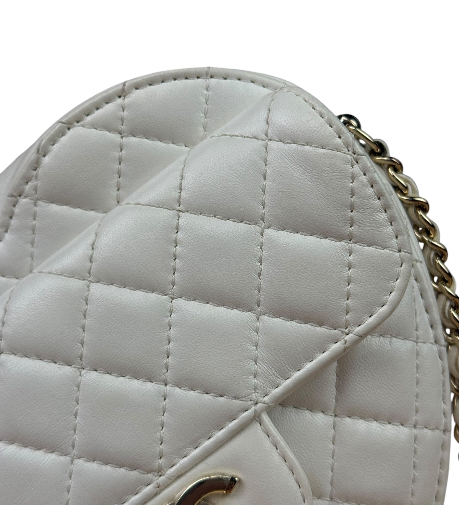 Chanel CC In Love White Quilted Leather Heart Bag 2022