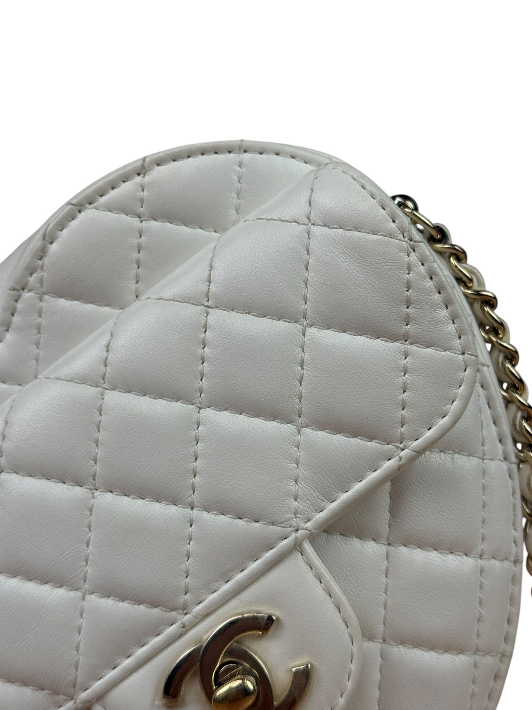 Chanel CC In Love White Quilted Leather Heart Bag 2022