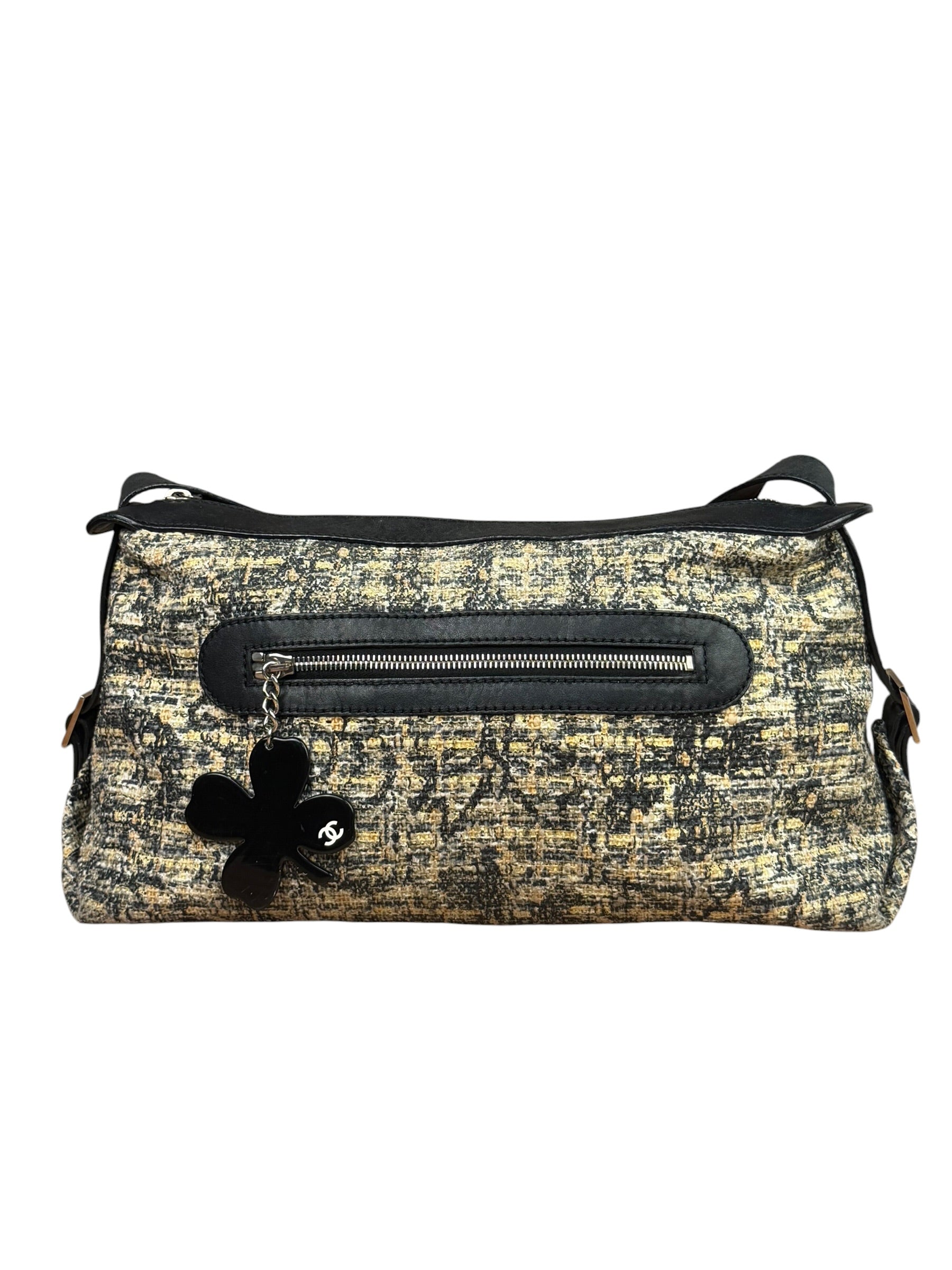 Chanel Black/Beige Tweed Clover Hobo Shoulder Bag '05-'06
