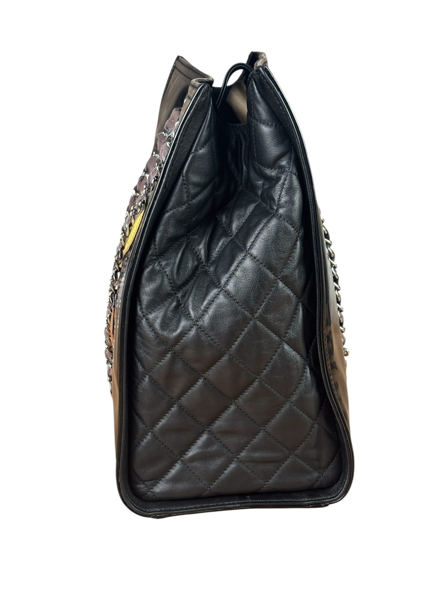Chanel Black Patent Leather Quilted Lipstick Tote 2011