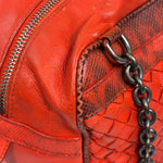 Bottega Veneta Red Lambskin/Lizard Intrecciato Shoulder Bag