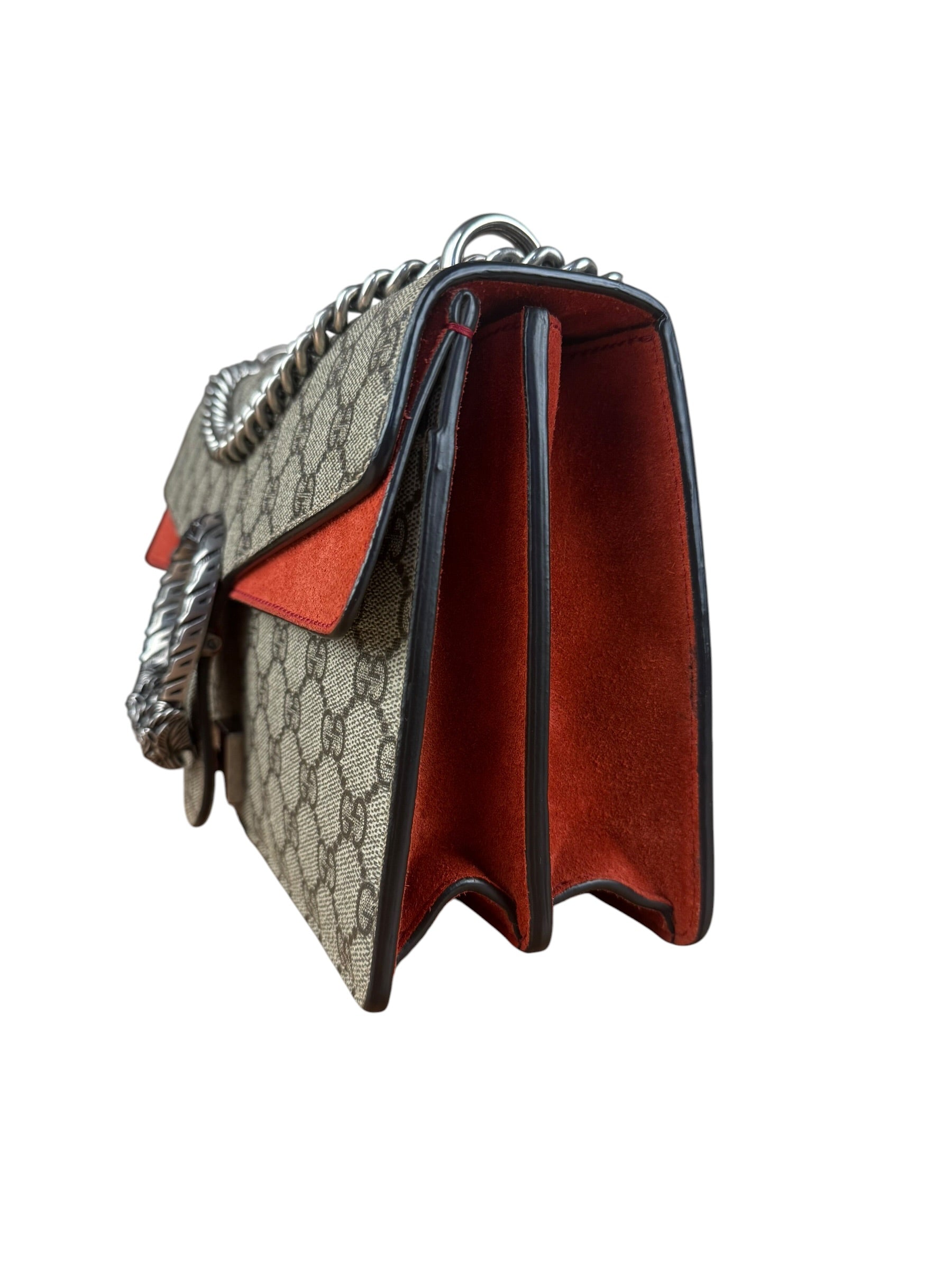 Gucci Red/Beige Dionysus GG Supreme Shoulder Bag