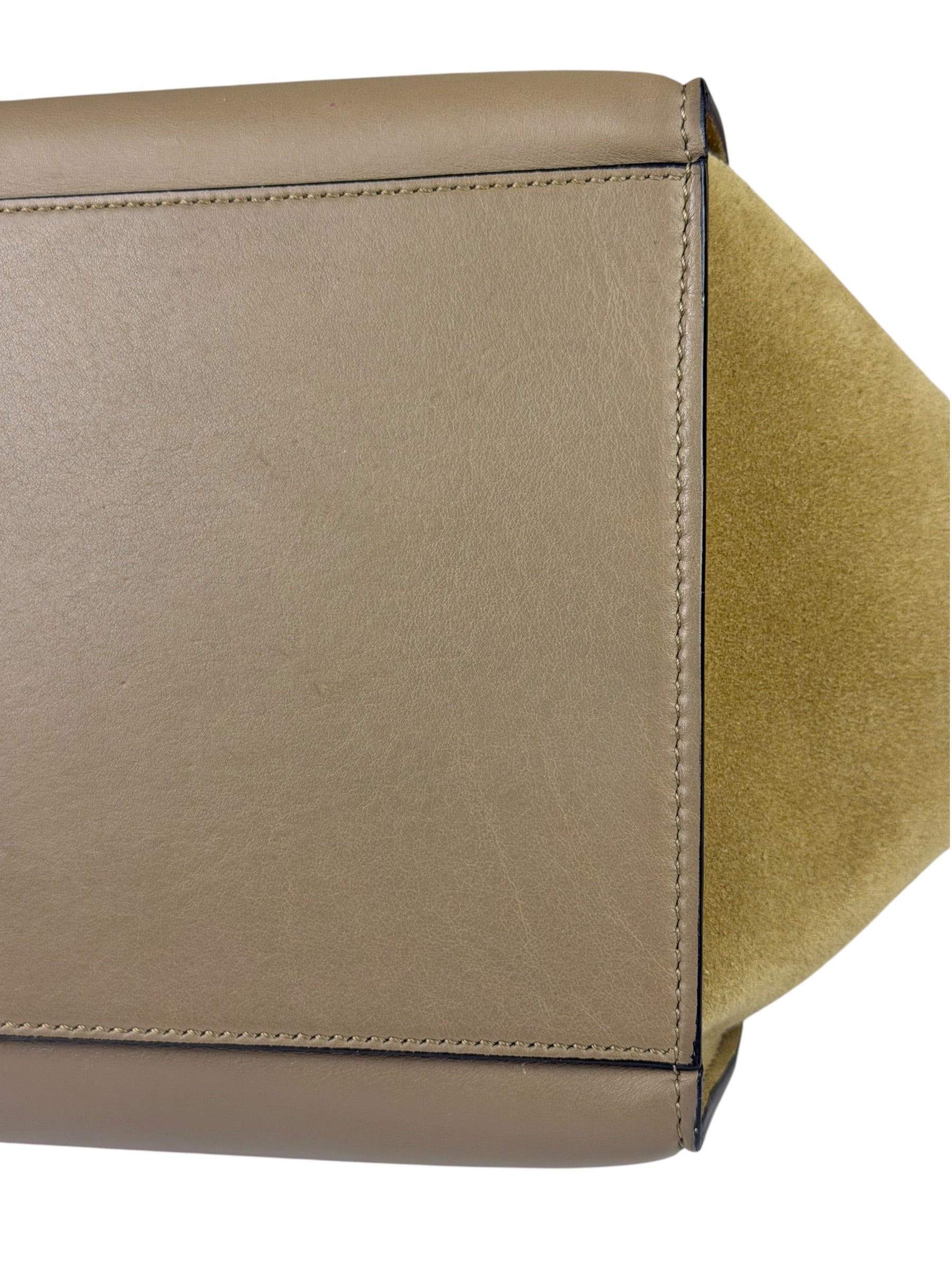 Celine Tri-Color Beige Leather/Suede Trapeze Medium Two-Way Bag