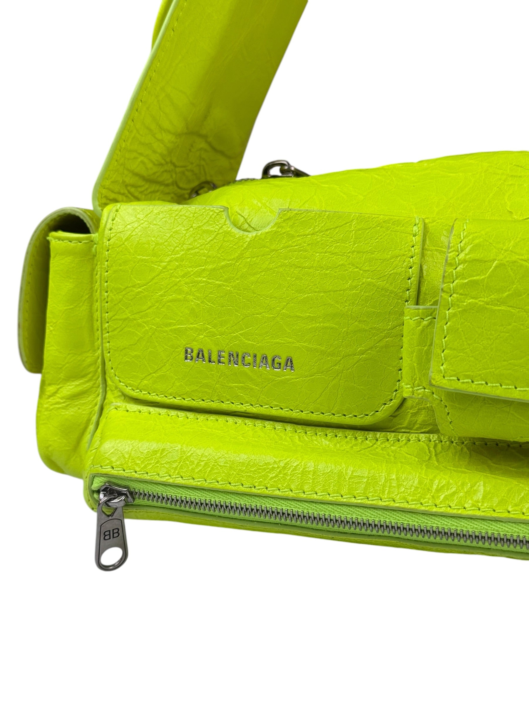 Balenciaga Fluo Yellow Leather Super Busy XS Sling Bag