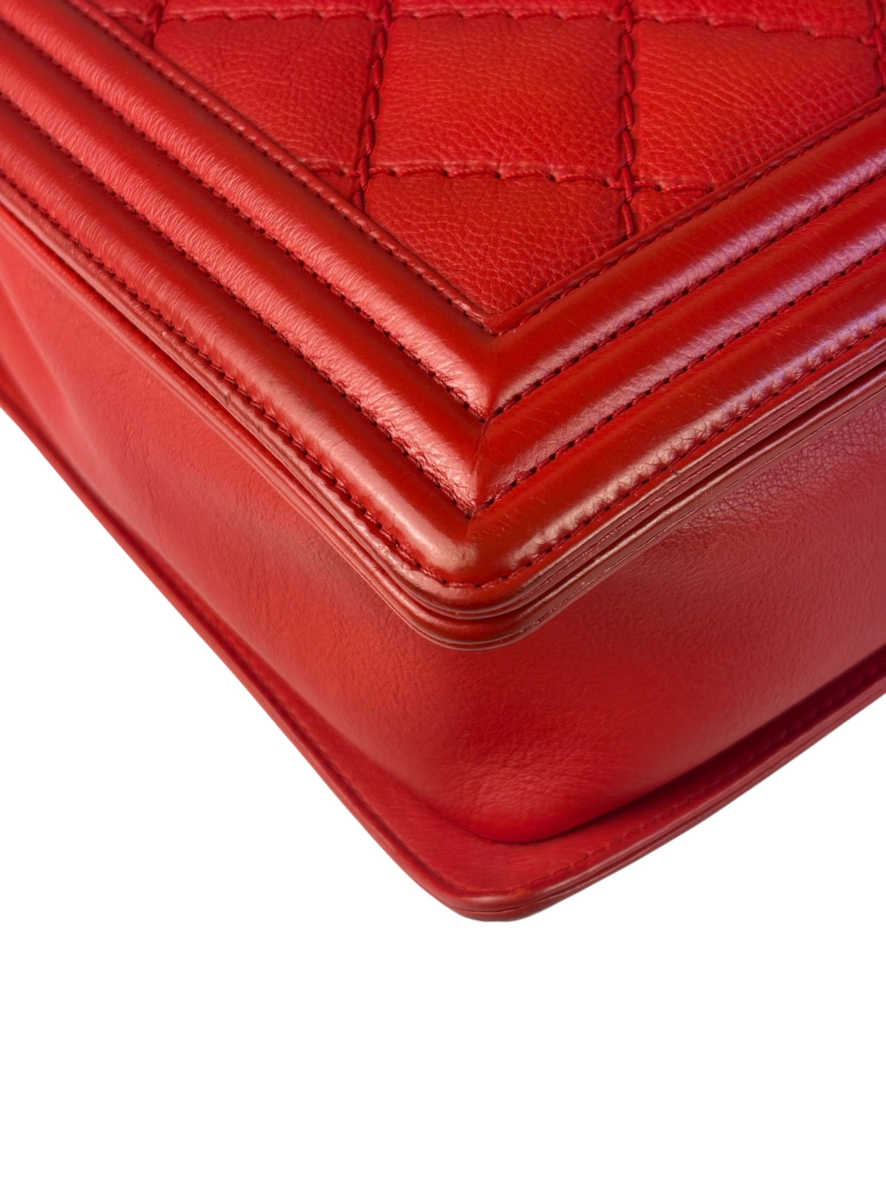 Chanel Red Quilted Leather Boy Flap Bag 2010
