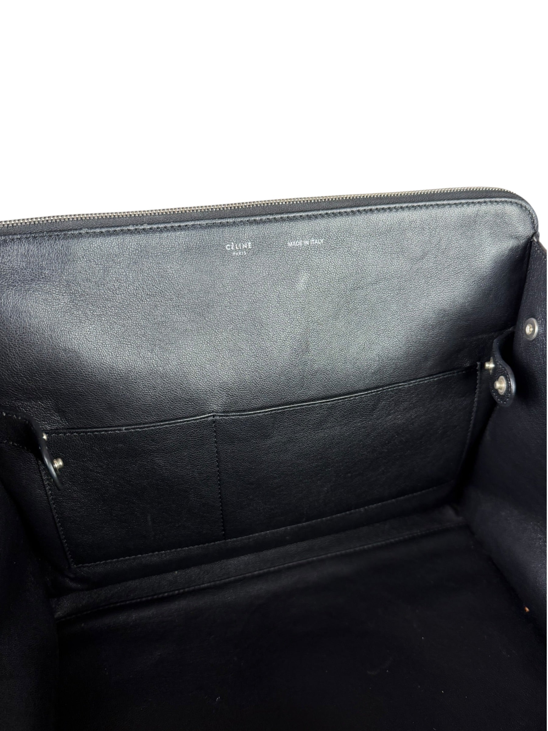 Celine Black Leather/Suede Trapeze Medium Handbag