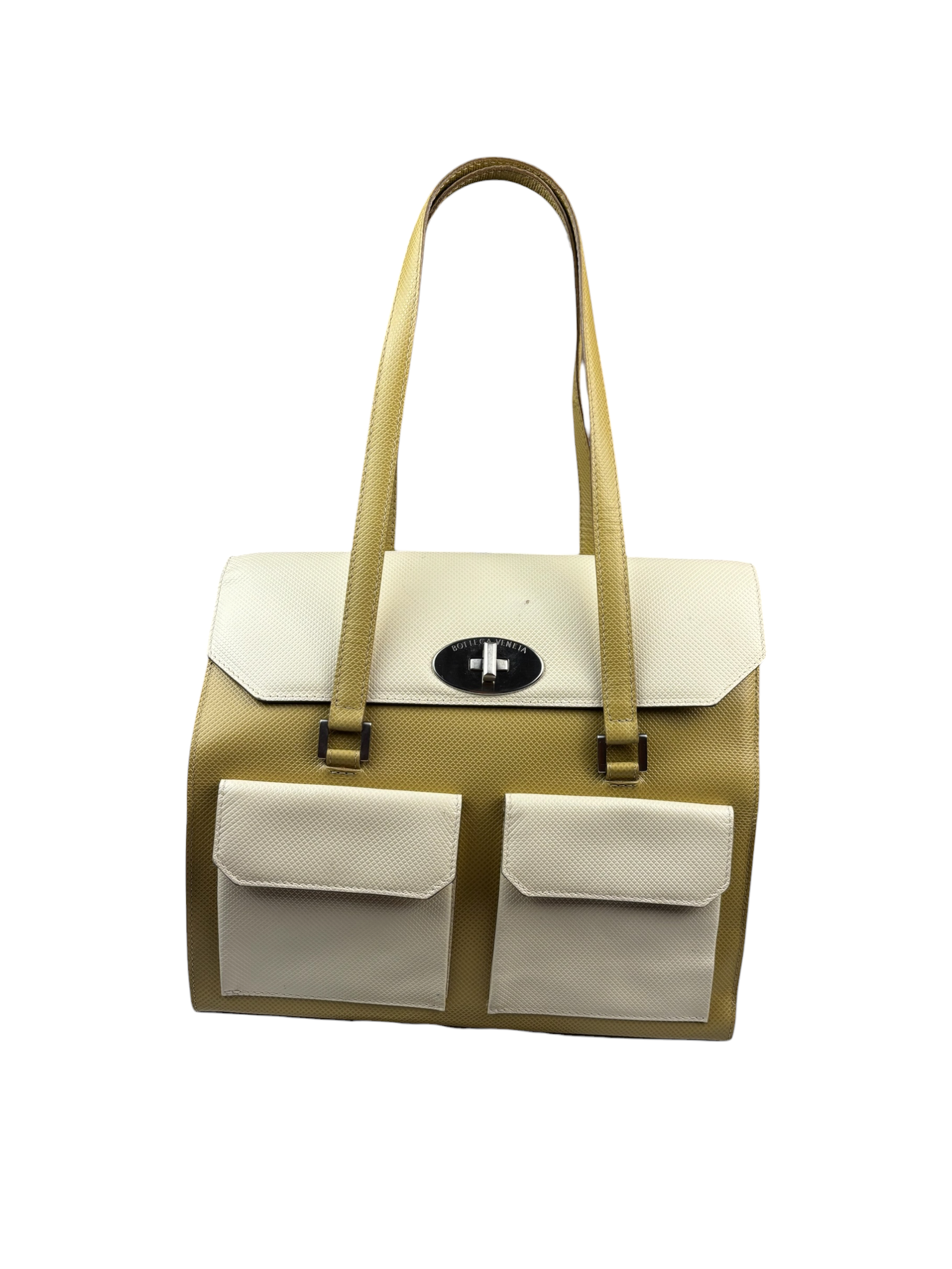 Bottega Veneta Vintage Textured Canvas Flap Shoulder Bag