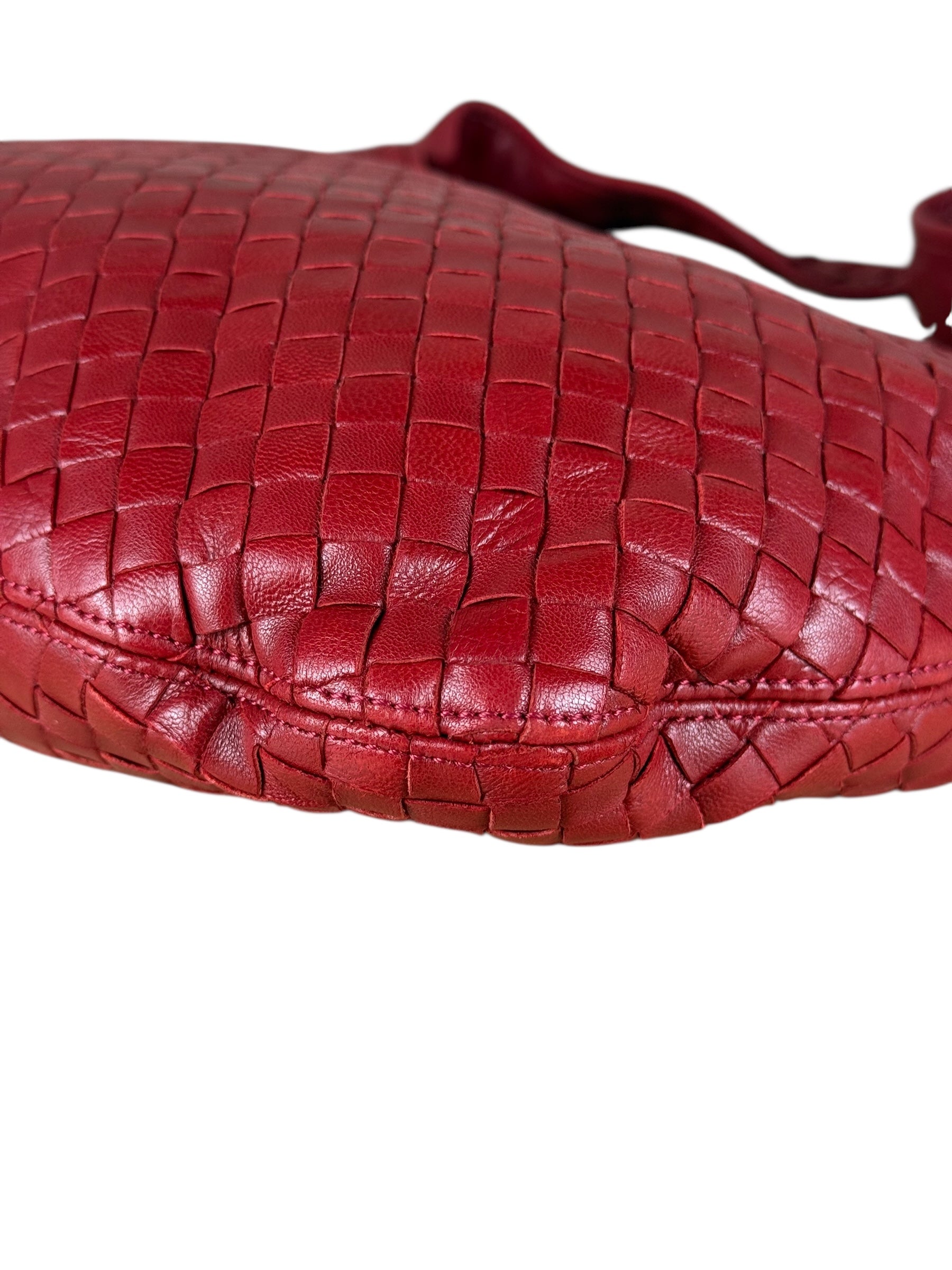 Bottega Veneta Vintage Red Intrecciato Hobo Bag