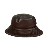 Hermes Vintage Brown Leather-Trimmed Motsch Bucket Hat