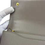 Celine Grey Leather Long Flap Wallet
