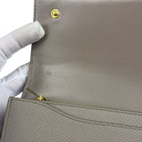 Celine Grey Leather Long Flap Wallet