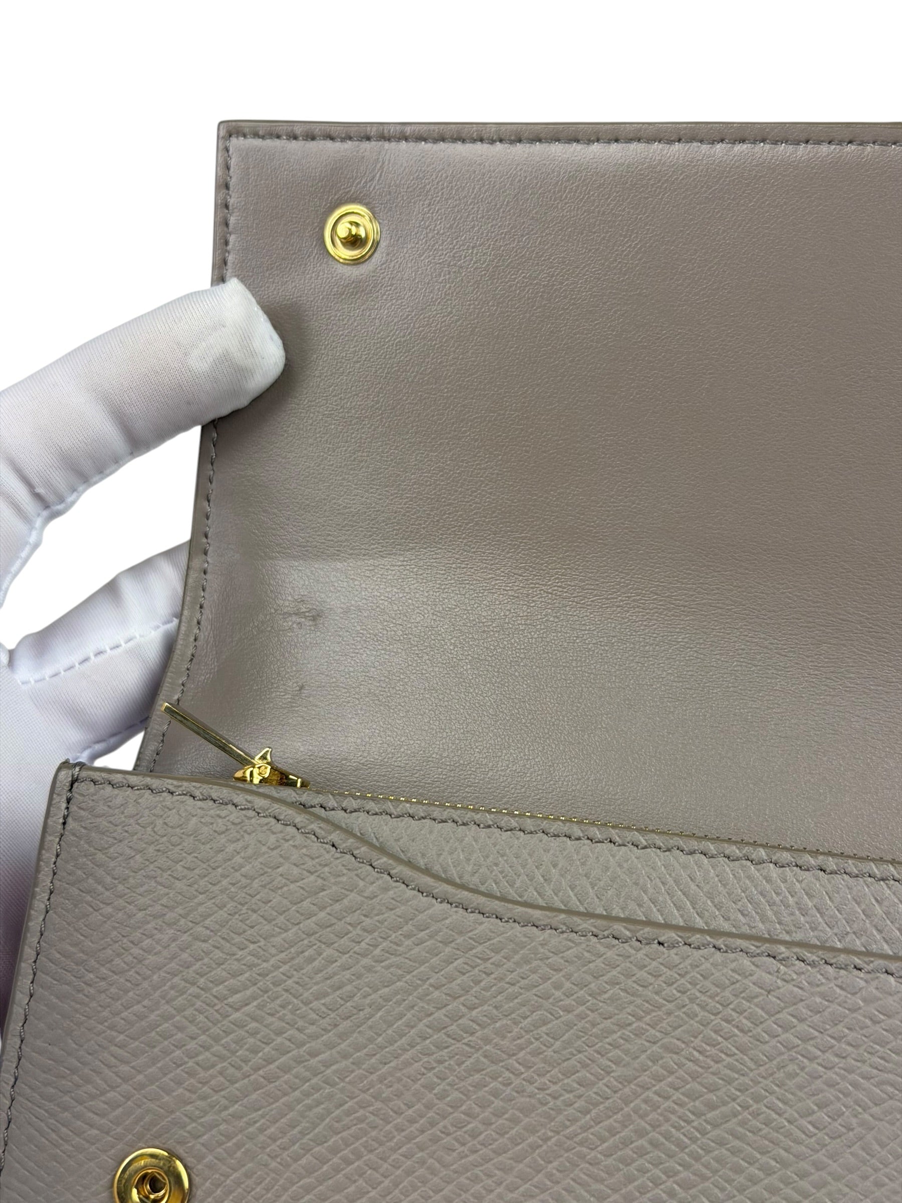 Celine Grey Leather Long Flap Wallet