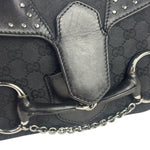 Gucci Vintage Black Horsebit Studded Chain Shoulder Bag