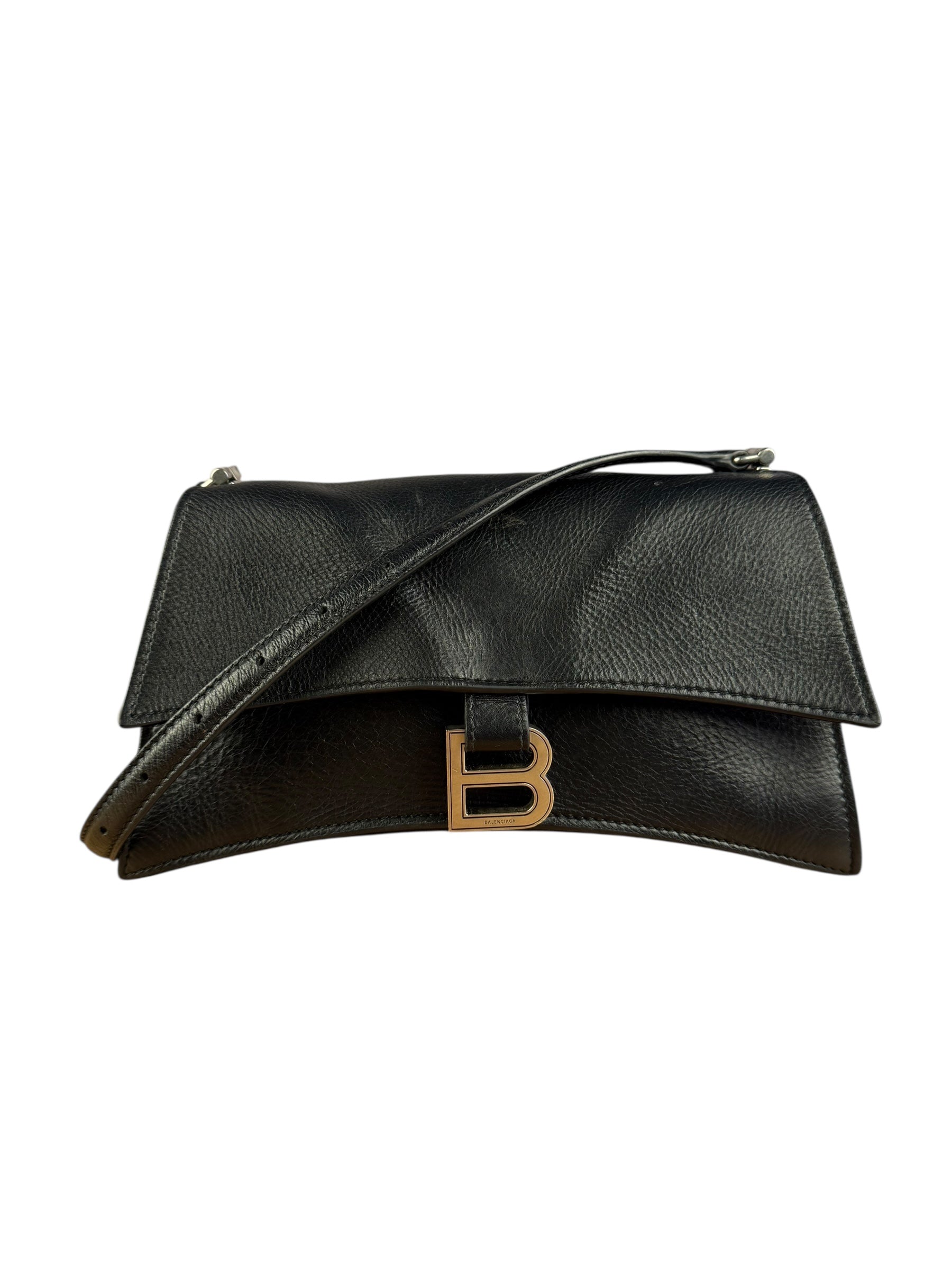 Balenciaga Crush Sling Shoulder Bag Black Leather