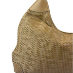 Fendi Beige Leather Trim Woven Hobo Bag