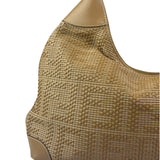 Fendi Beige Leather Trim Woven Hobo Bag