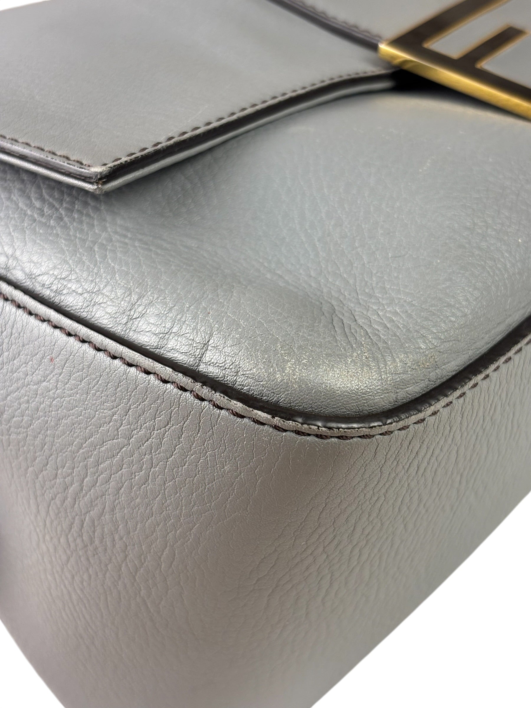 Fendi Grey Leather Flap Bag