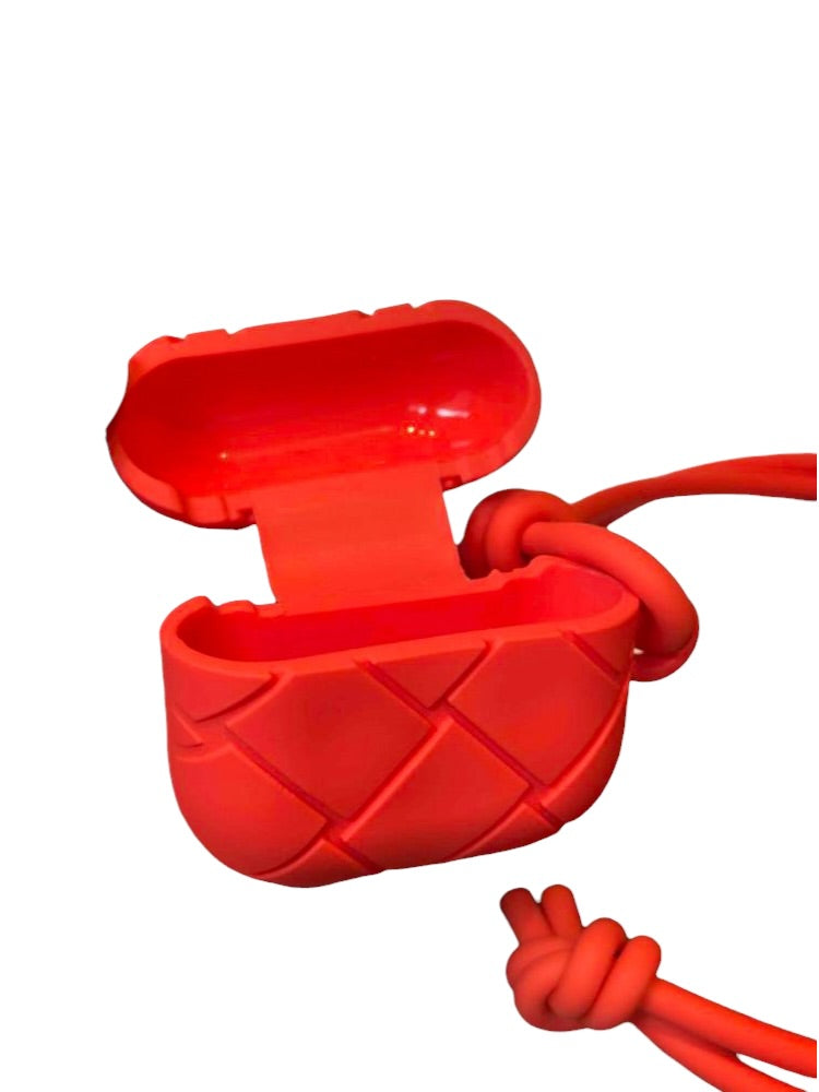 Bottega Rubberized Intrecciato AirPods Case Orange