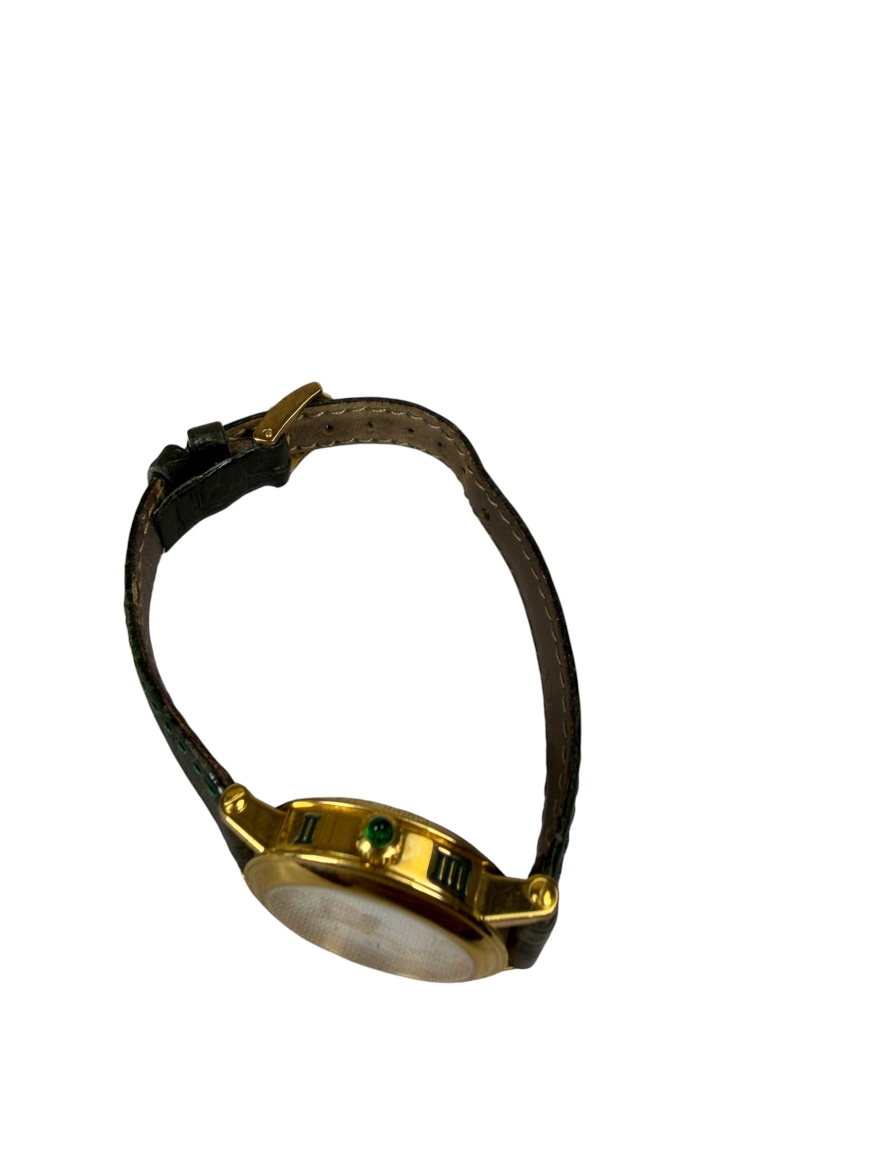 Gucci 7200L White Roman Dial Green Croc Strap
