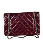 Chanel Burgundy Quilted Patent Leather 2.55 Reissue 227 Large Double Flap Bag 2011