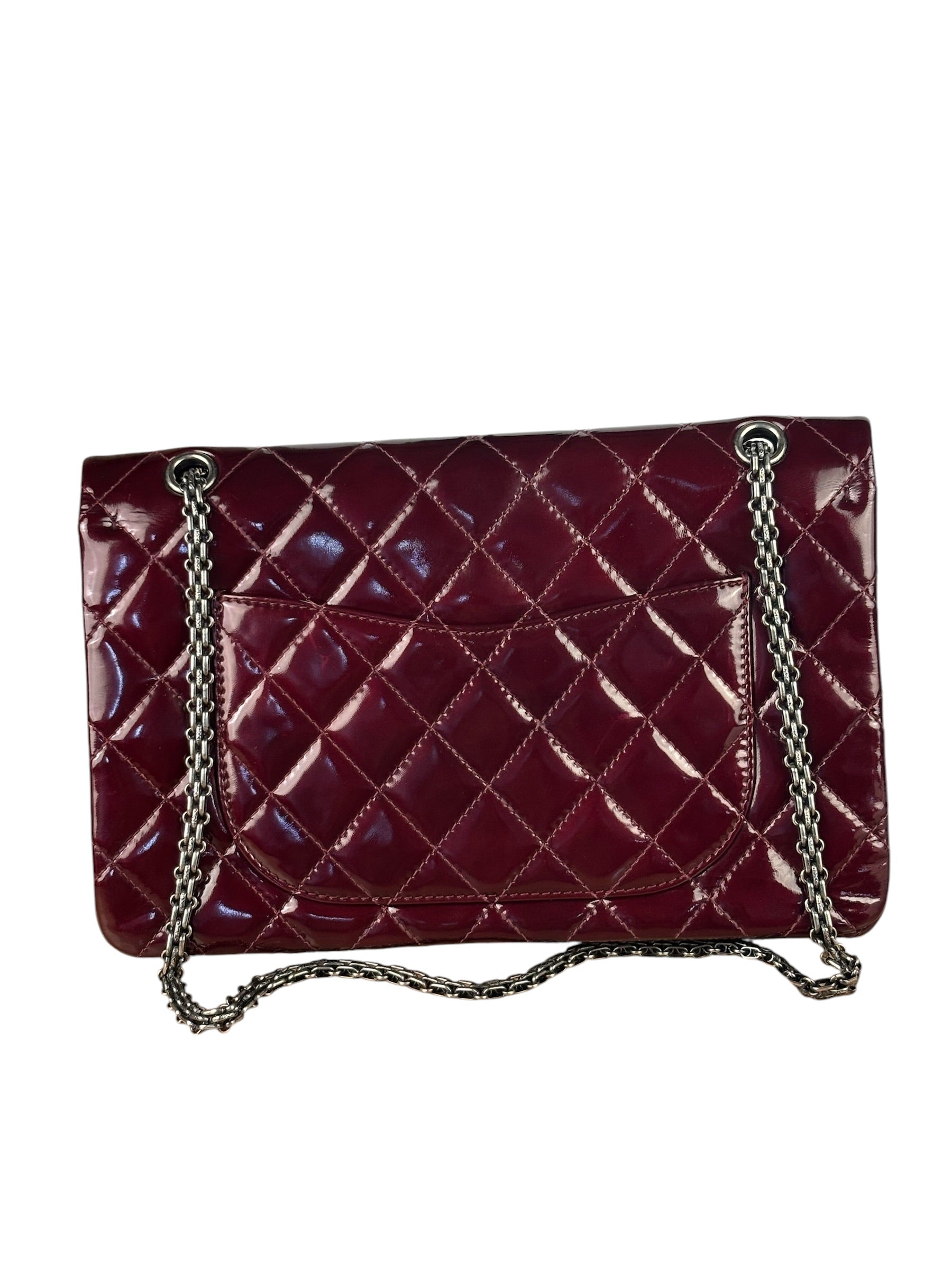 Chanel Burgundy Quilted Patent Leather 2.55 Reissue 227 Large Double Flap Bag 2011