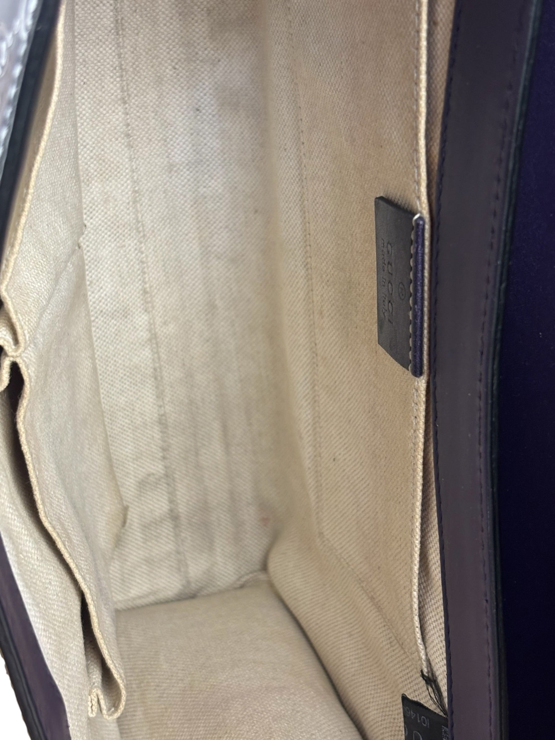 Gucci GG Purple Patent Flap Emily Chain Shoulder Bag