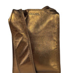Chanel Vintage Metallic Bronze Leather Crossbody Bag 1997