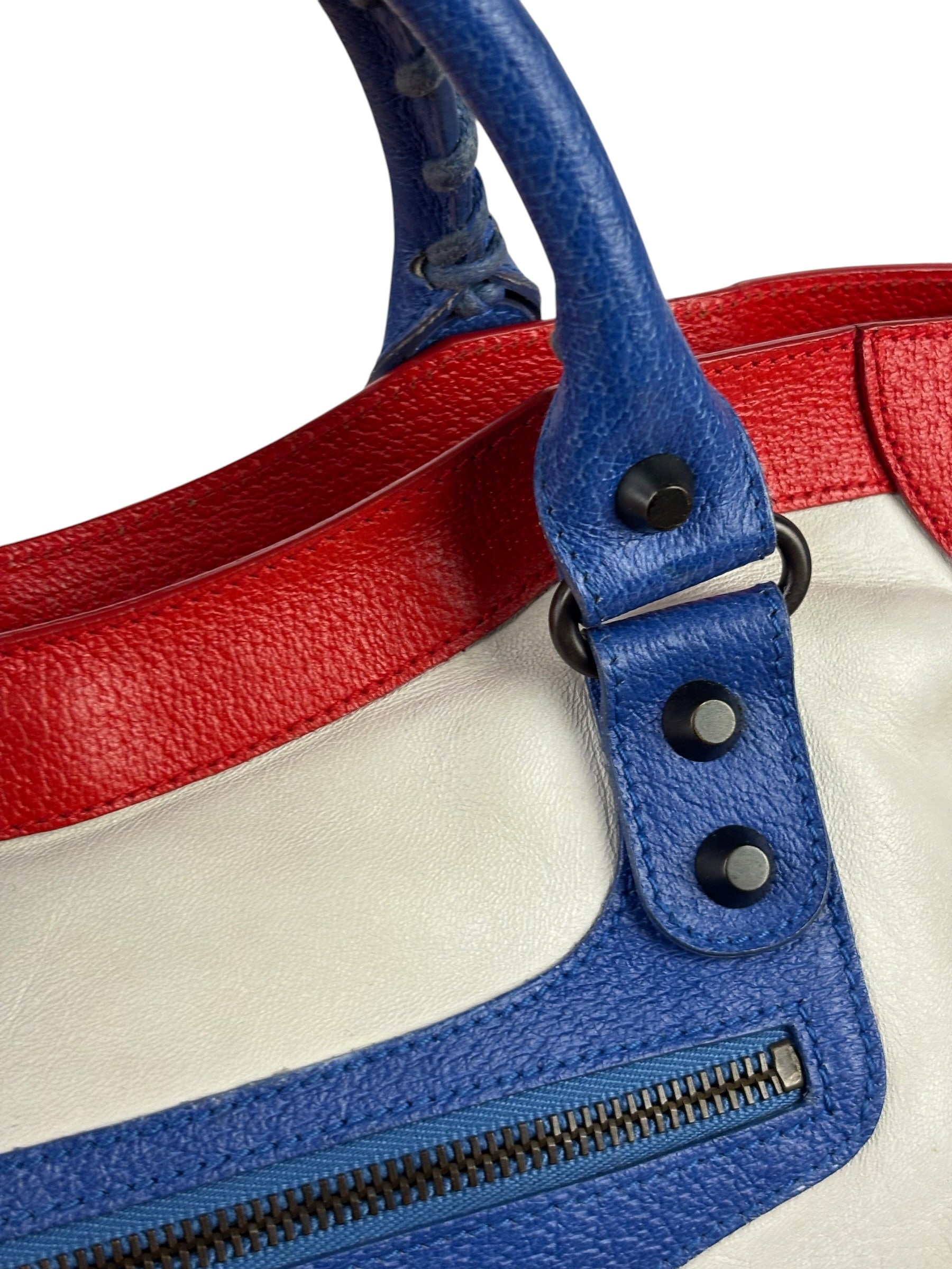 Balenciaga White Multicolor Moto 2Way City Bag