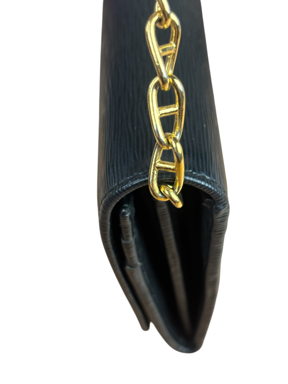 Prada Black Leather Flap Wallet On Chain