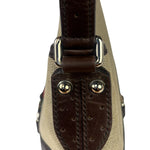Gucci Brown/Beige Leather Trim Reins Canvas Web Hobo Bag