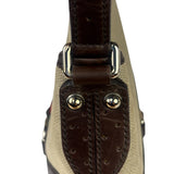 Gucci Brown/Beige Leather Trim Reins Canvas Web Hobo Bag