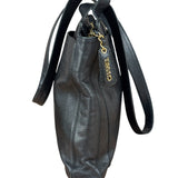 Chanel Vintage Black Leather Zip Shoulder Bag - 1998