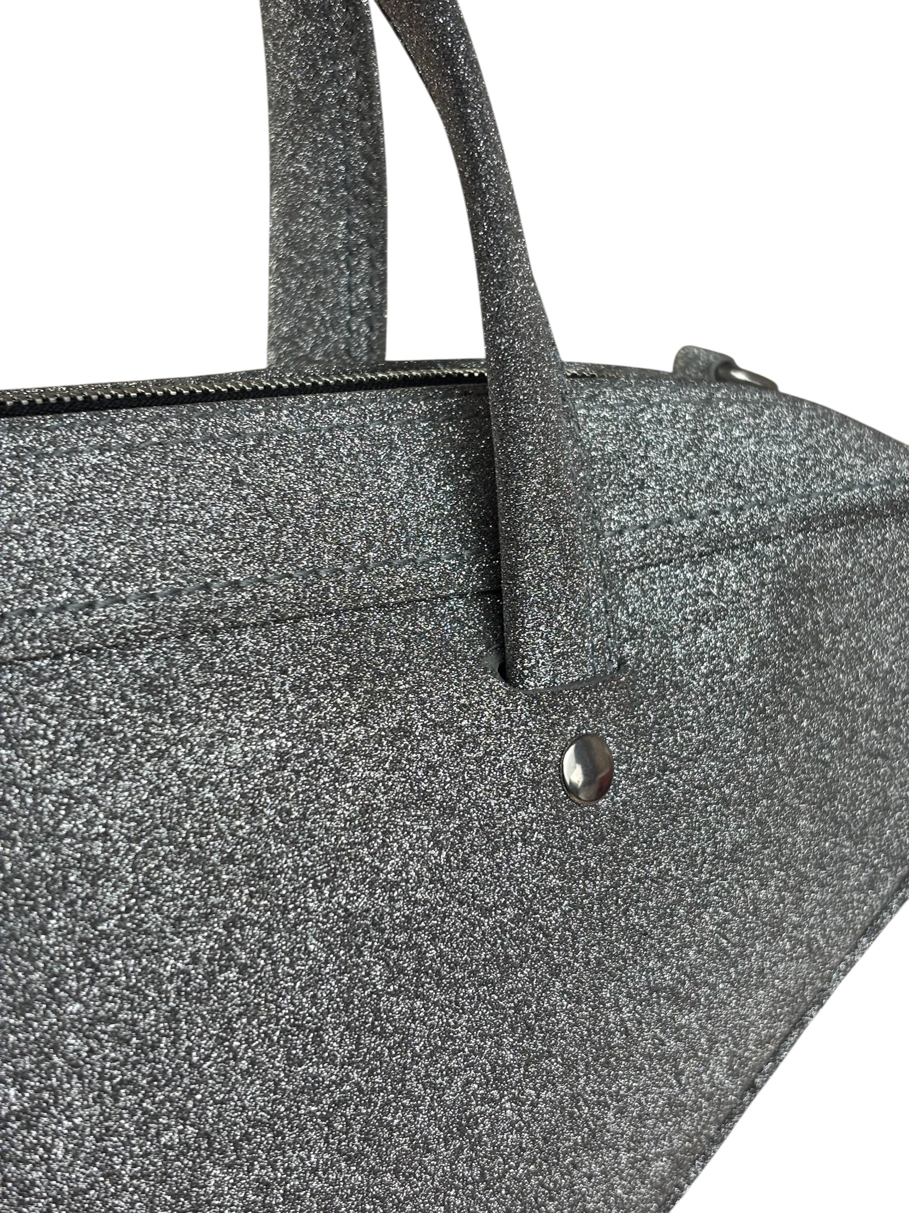 Balenciaga Silver GlitterLeather Triangle Two-Way Bag